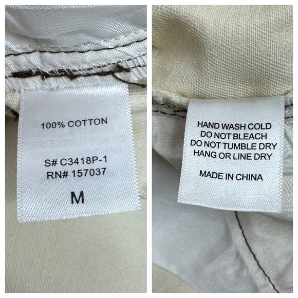 Et Clet Lightweight Denim Embroidered Jeans Wide Leg Western Cream Brown Medium - Picture 9 of 9